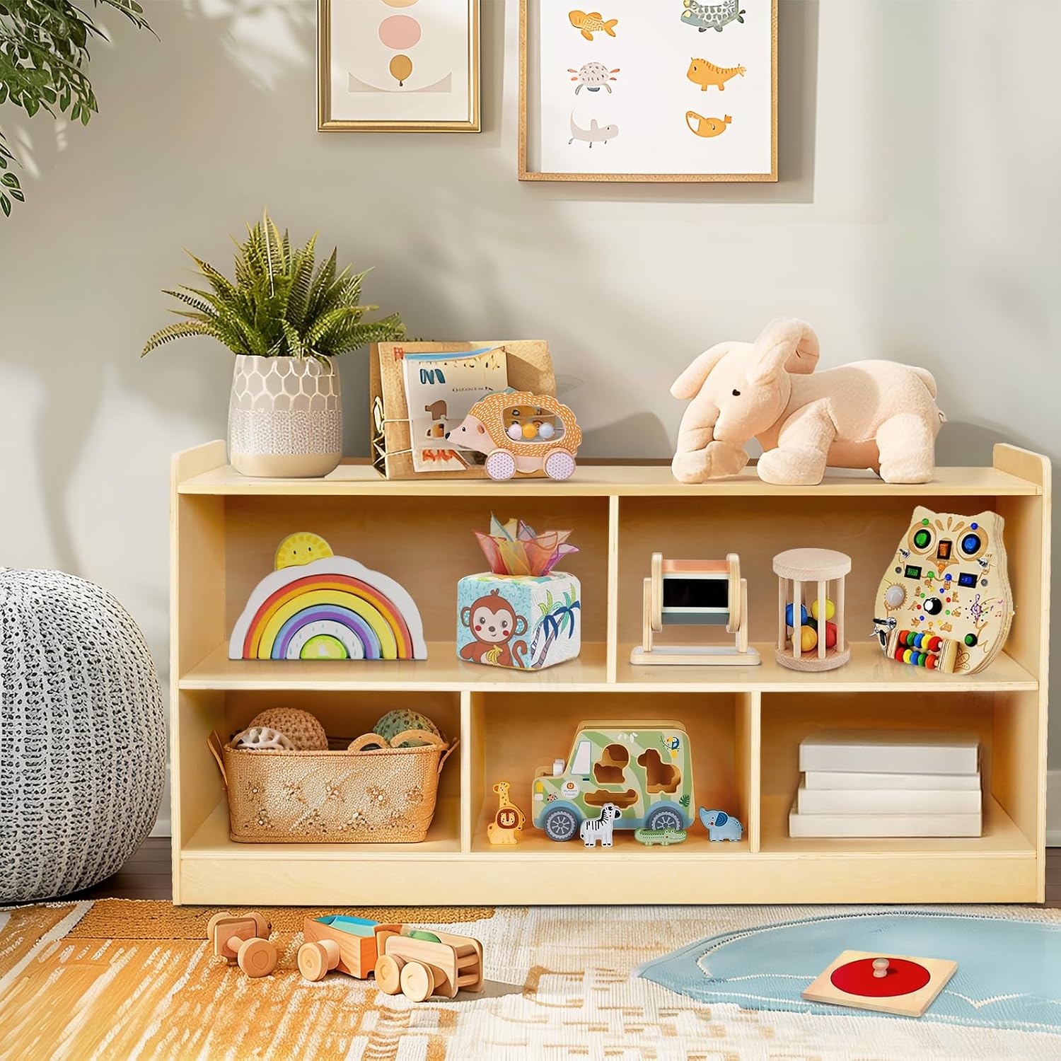 Montessori Shelf Toy - Estante Montessori de Madera para Juguetes,