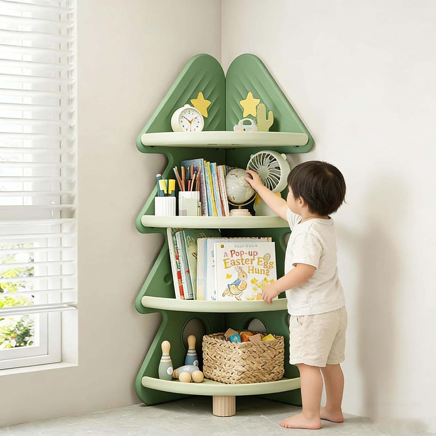 Montessori Shelf Toy - Estantería de Esquina de 4 Niveles,