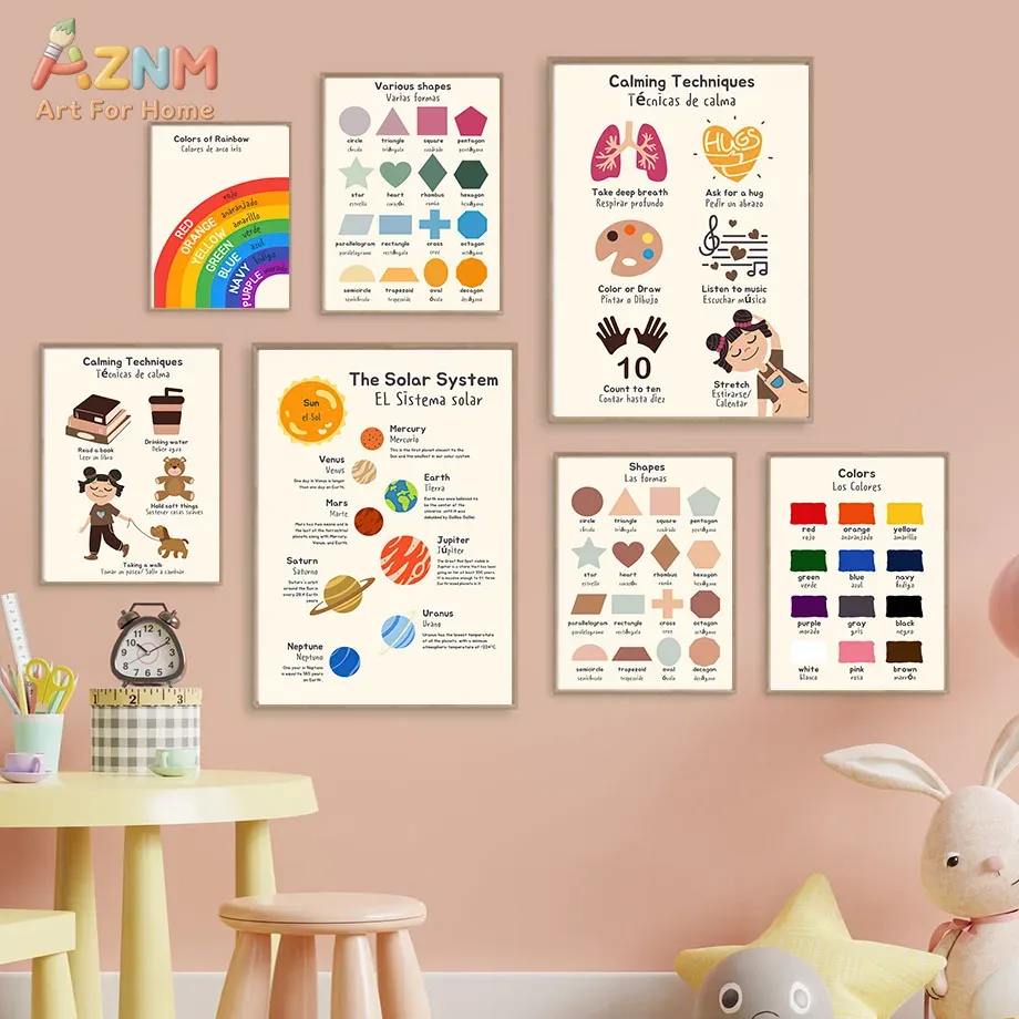 AZNM Lienzo Educativo Bilingüe - Kids Education Charts reseña y precio